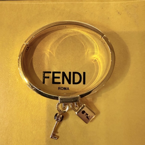 Fendi Gold Charm Key Bangle Bracelet - Picture 2 of 7